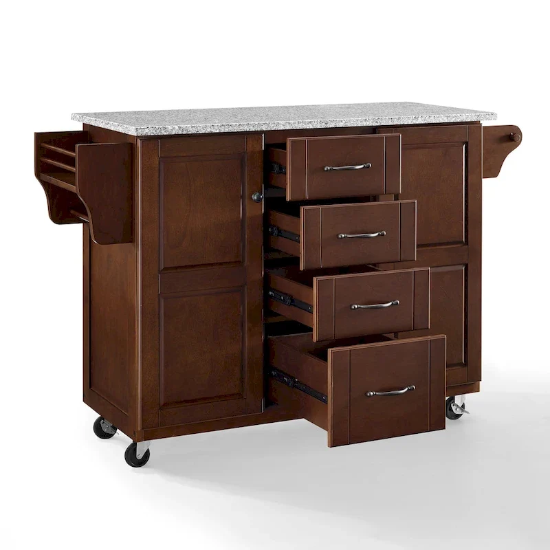 Crosley Eleanor Solid Granite Top Kitchen Cart - 18d x 51.5w x 36.25h