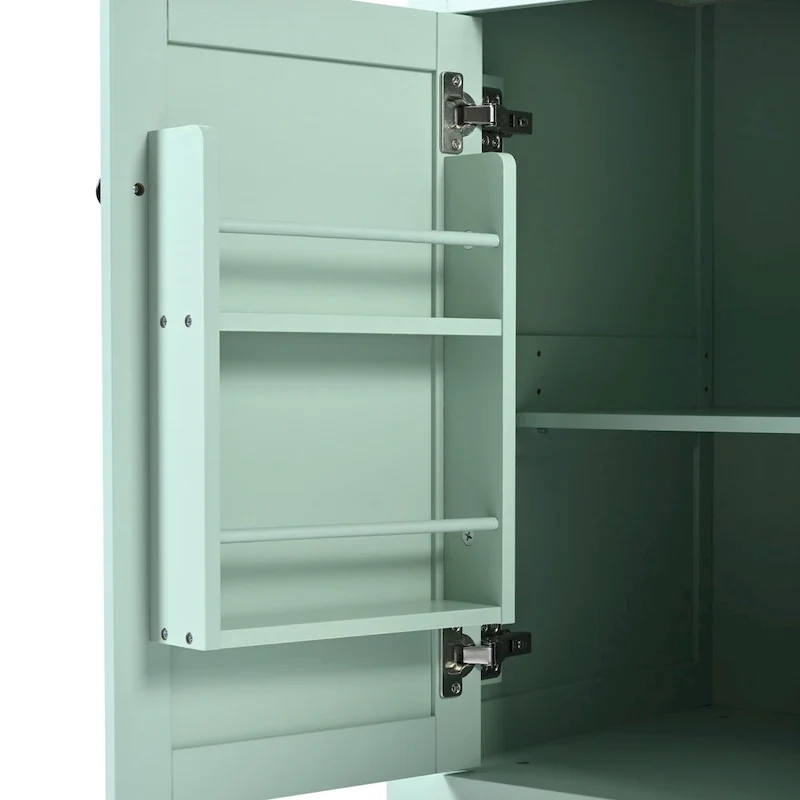 Kitchen Cart with Rubber wood Drop-Leaf Countertop ,Kitchen Island on 5 Wheels with Storage Cabinet and 3 Drawers