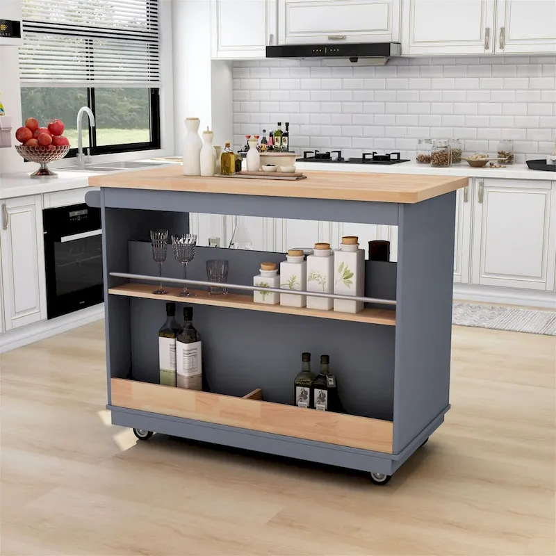 Two-sided Kitchen island Cart on Wheels by Harper&Bright Designs
