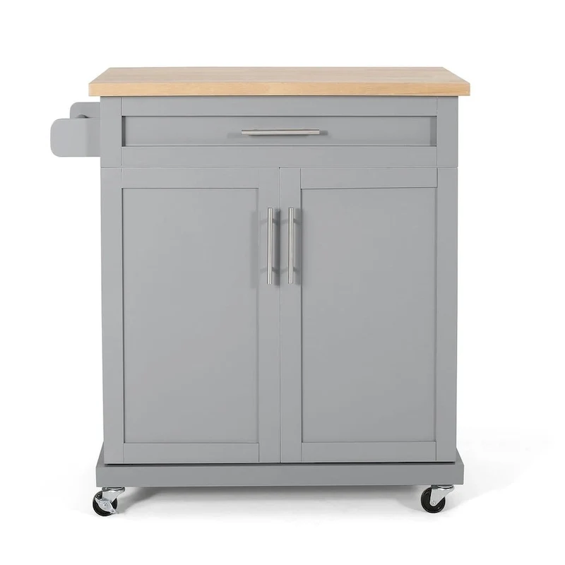 Contemporary Wood Kitchen Cart with Wheels Storage and Wheels by Christopher Knight Home
