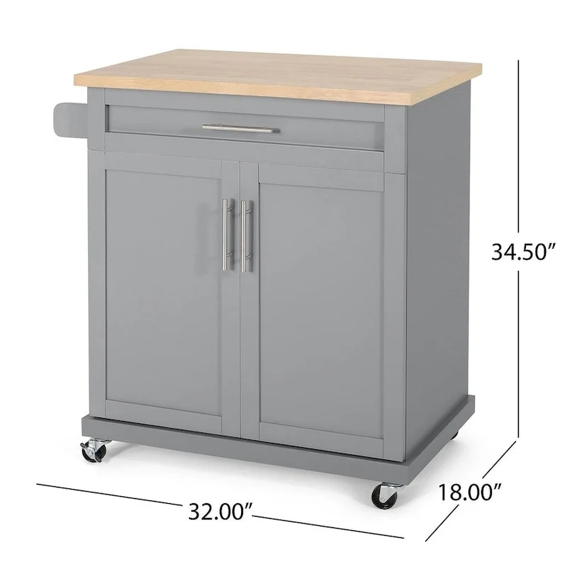 Contemporary Wood Kitchen Cart with Wheels Storage and Wheels by Christopher Knight Home