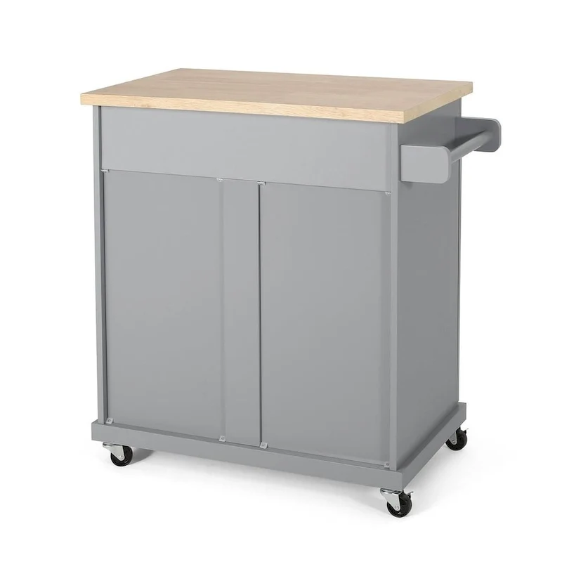 Contemporary Wood Kitchen Cart with Wheels Storage and Wheels by Christopher Knight Home