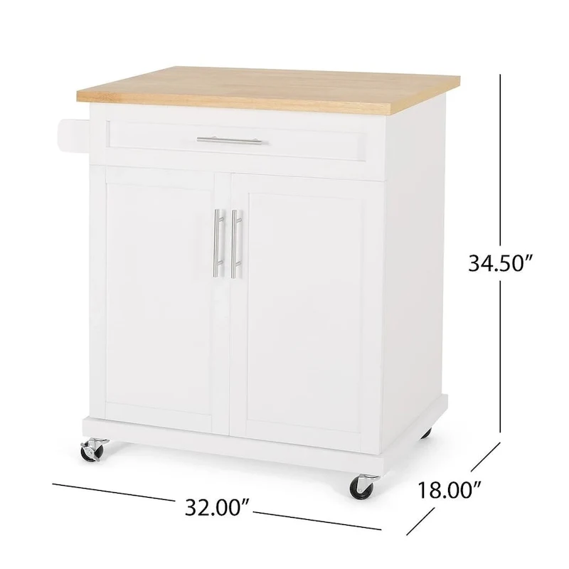 Contemporary Wood Kitchen Cart with Wheels Storage and Wheels by Christopher Knight Home