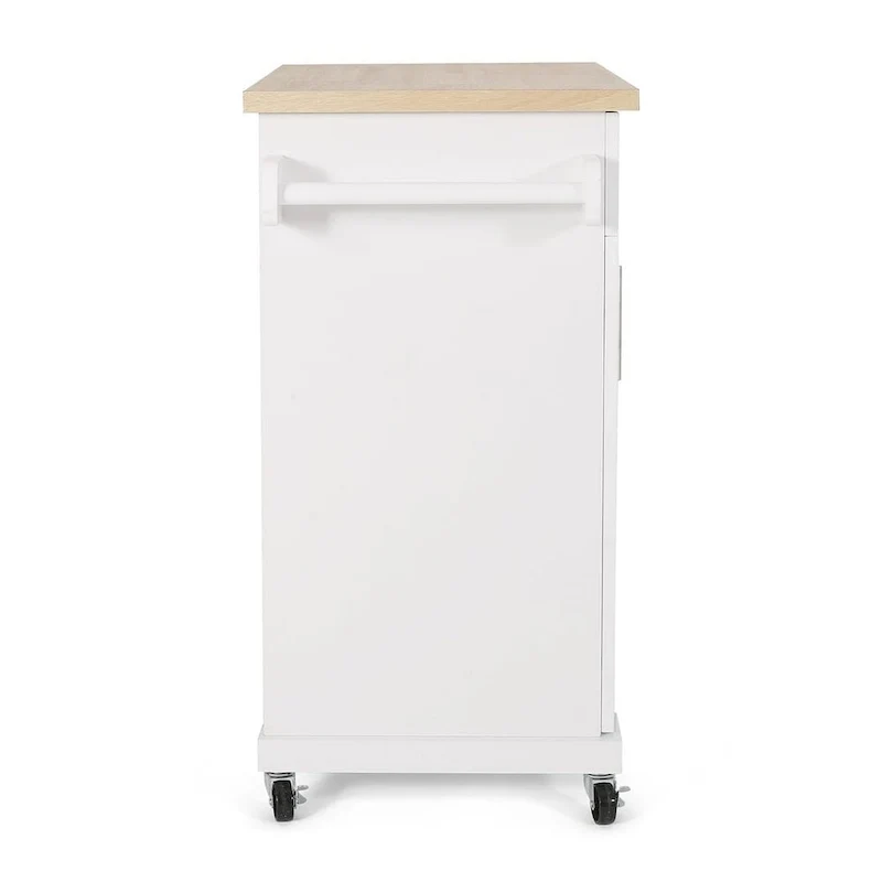 Contemporary Wood Kitchen Cart with Wheels Storage and Wheels by Christopher Knight Home