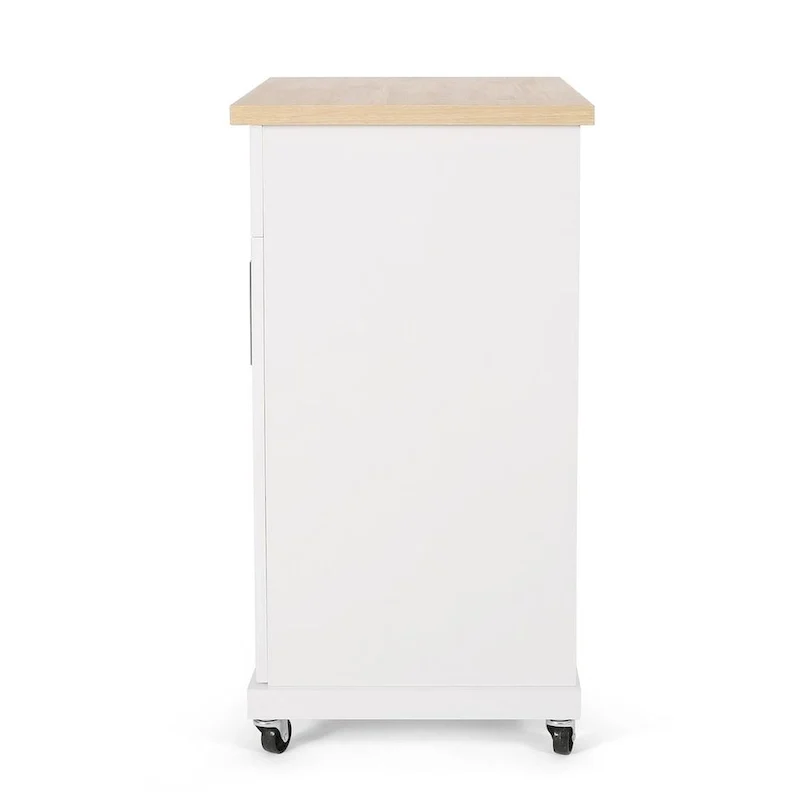 Contemporary Wood Kitchen Cart with Wheels Storage and Wheels by Christopher Knight Home