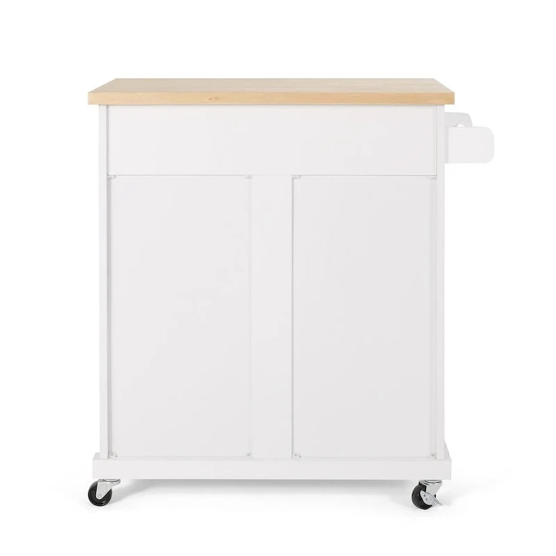 Contemporary Wood Kitchen Cart with Wheels Storage and Wheels by Christopher Knight Home