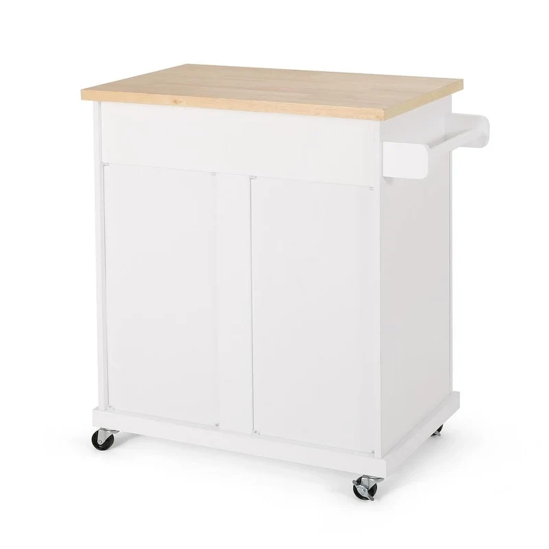 Contemporary Wood Kitchen Cart with Wheels Storage and Wheels by Christopher Knight Home