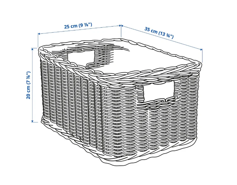 TRUMMIS basket, rattan, 25x35x20 cm