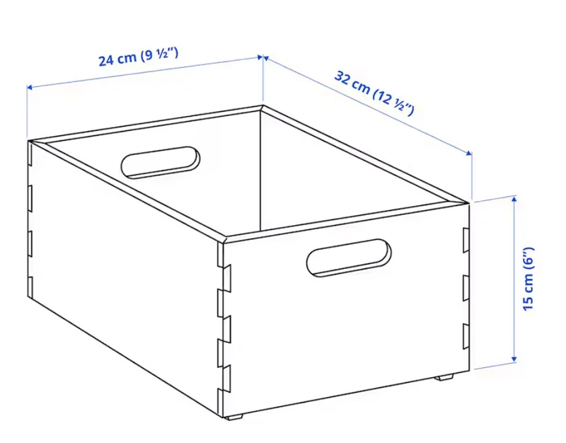 UPPDATERA Storage box, light bamboo, 24x32x15 cm