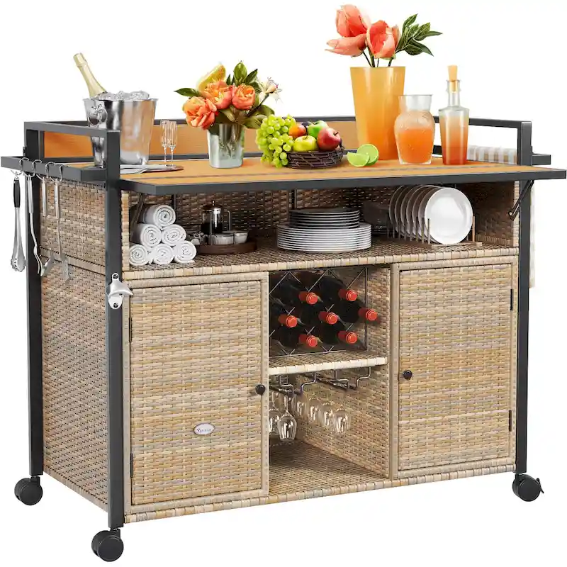 Moasis 54.3 Wicker Bar Cart