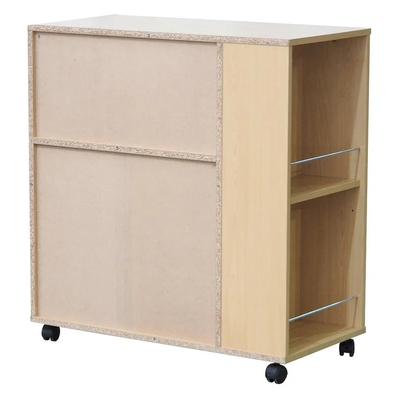 Kitchen Island Rolling Cart on Wheels with Storage Cabinet (Black)