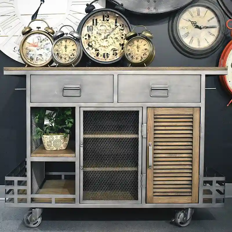 Jaxon Kitchen Island Antiqued Steel - N/A