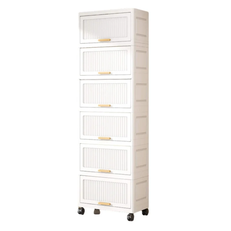 Kitchen Carts, Flip Open Storage Box With Wheels, Movable Storage Cabinet, Kitchen Shelf, Movable Storage Box-White