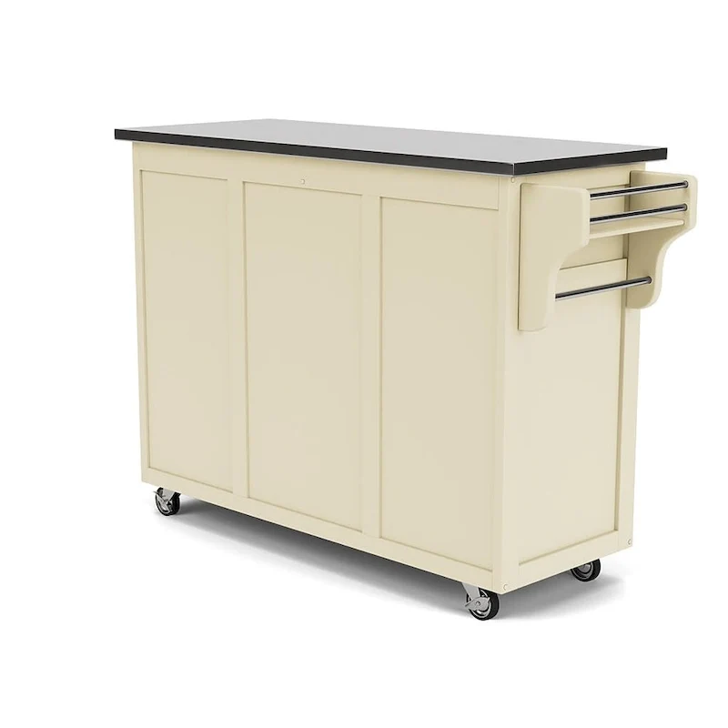 Copper Grove Puff Island White Finish with Stainless Steel Top Kitchen Cart