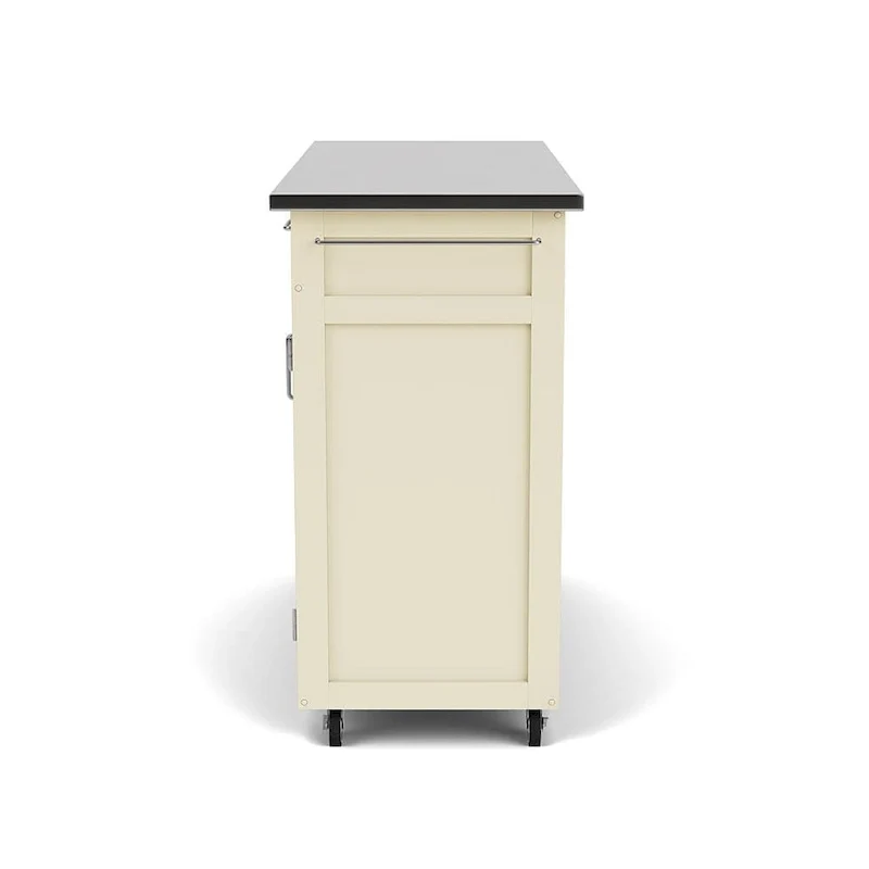 Copper Grove Puff Island White Finish with Stainless Steel Top Kitchen Cart