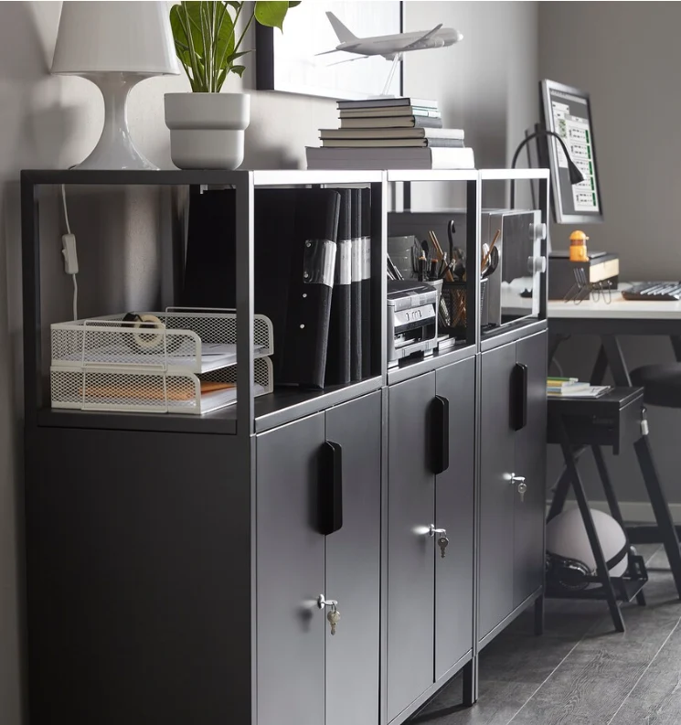 TROTTEN Cabinet with doors, anthracite, 70x35x110 cm
