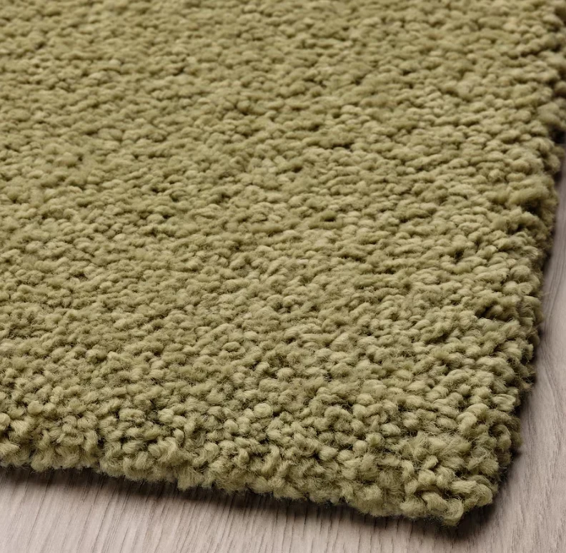 SKRIFTSPRÅK Rug, low pile, beige-green/dark blue, 133x195 cm