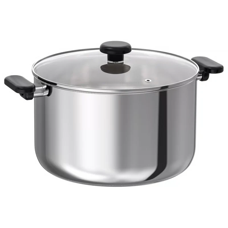MIDDAGSMAT Pot with lid, clear glass/stainless steel, 10 l