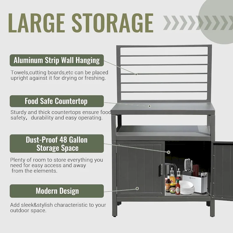 Outdoor Kitchen Island With Storage(no include stool)