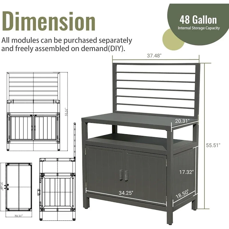 Outdoor Kitchen Island With Storage(no include stool)