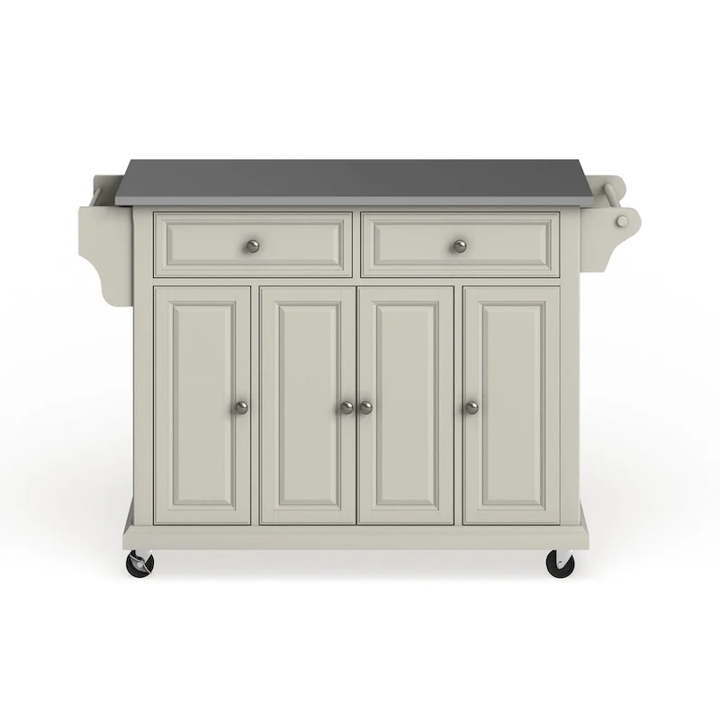 Crosley White Finish Stainless Steel Top Kitchen Cart and Island - 18d x 51.5w x 36h