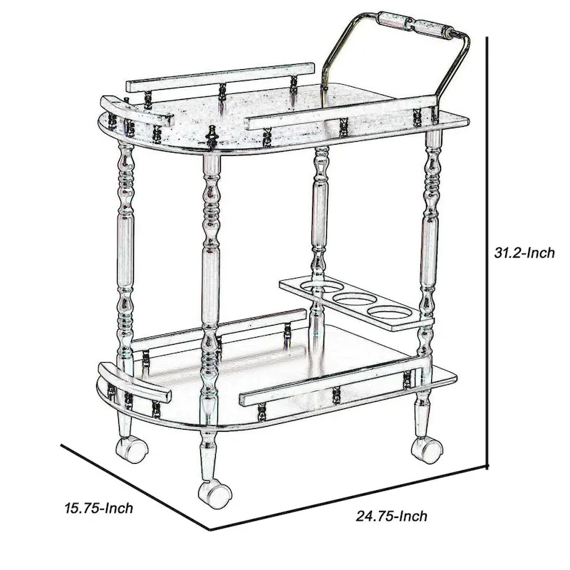 2-Tier Serving Cart, Brown - 31.25 H x 24.75 W x 15.75 L Inches