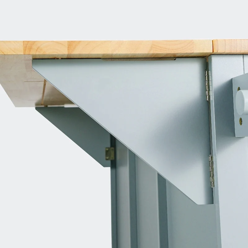 Kitchen Cart with Rubber wood Drop-Leaf Countertop