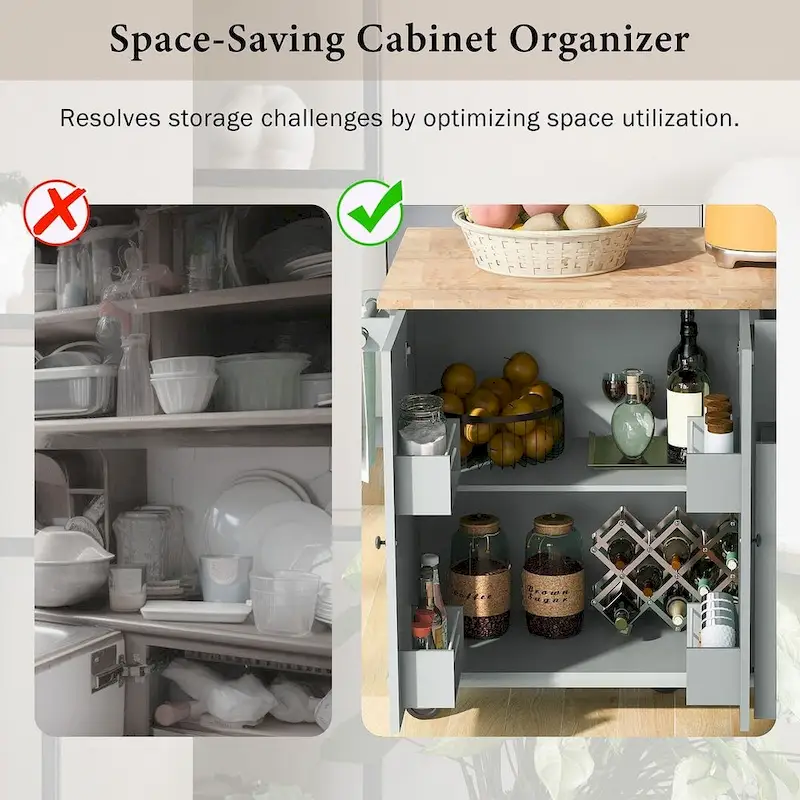 53.9 W Modern Versatile Kitchen Island with Drop Leaf and 3 Drawer Cabinets