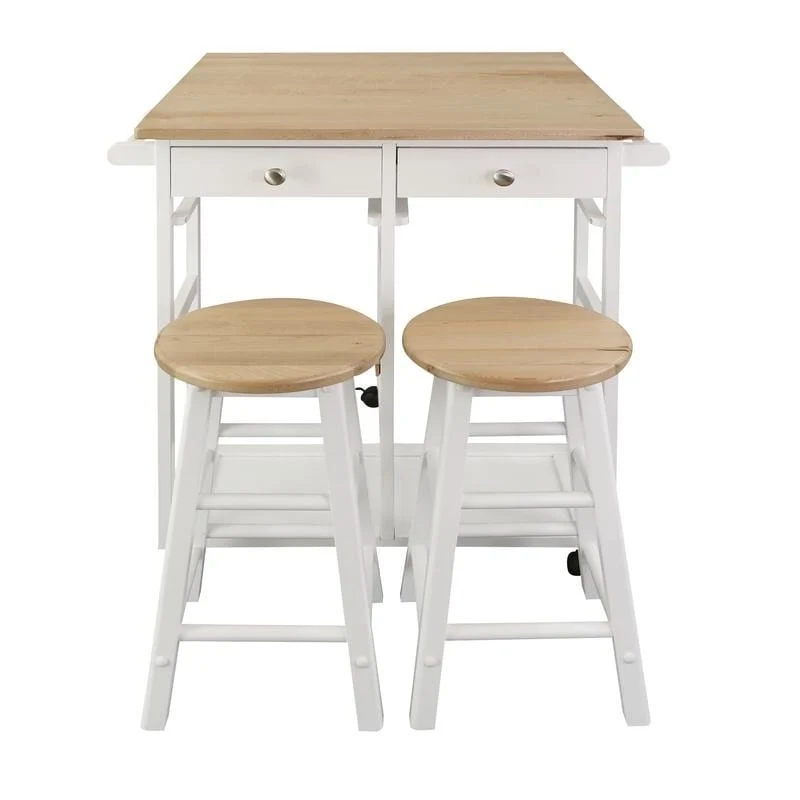 Wooden Breakfast Cart with Drop-Leaf Table, American Maple Top - N/A