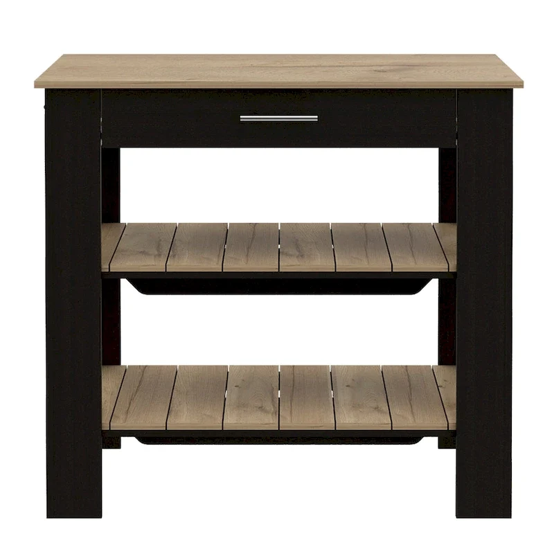 FM Furniture Brooklyn 40 Kitchen Island, Two Shelves, One Drawer