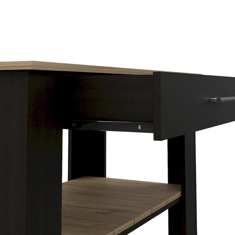 FM Furniture Brooklyn 40 Kitchen Island, Two Shelves, One Drawer