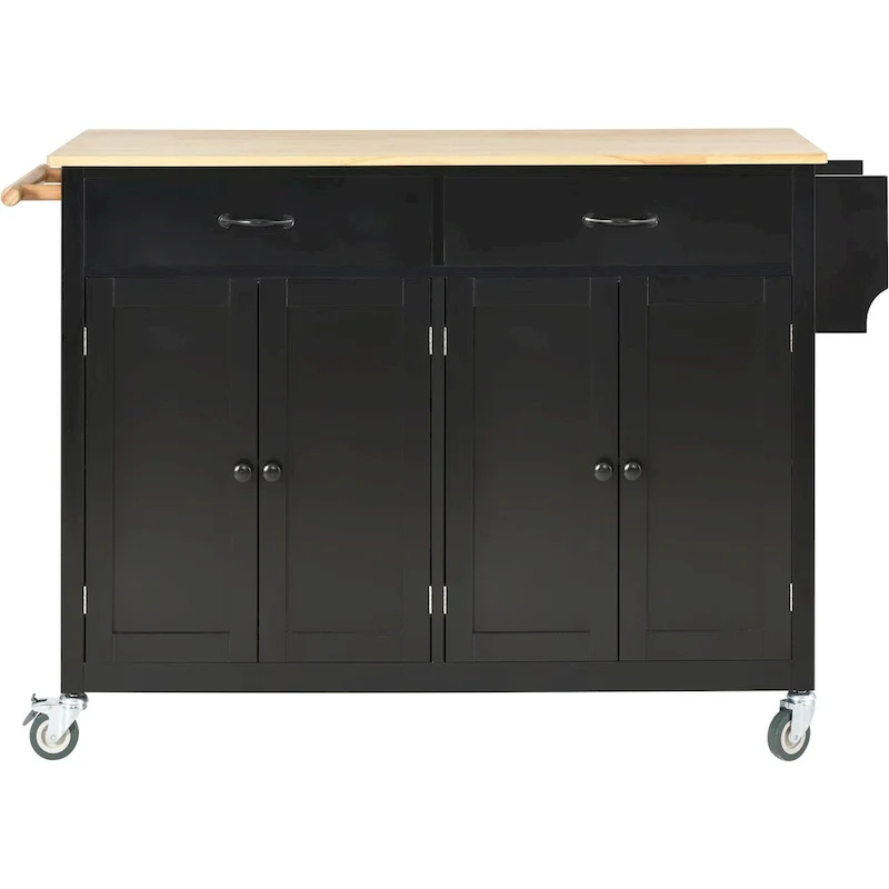 Kitchen Island Cart with Solid Wood Top