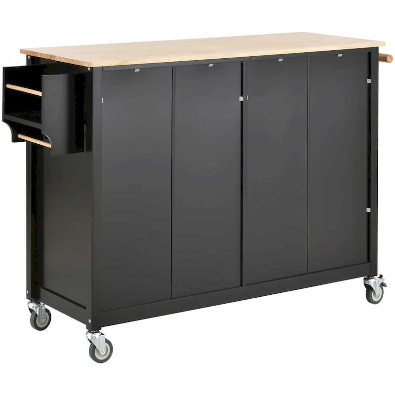 Kitchen Island Cart with Solid Wood Top