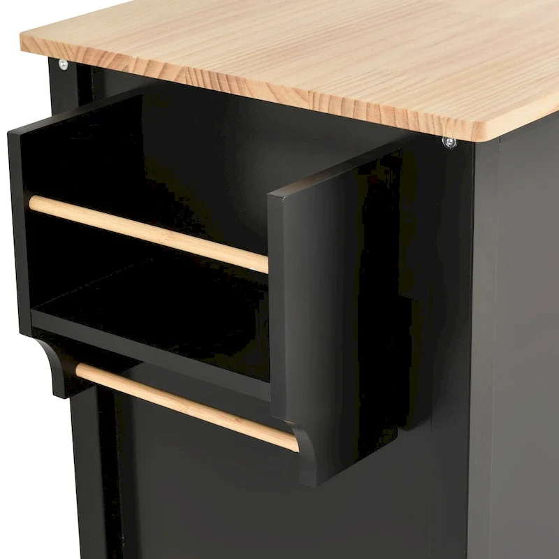 Kitchen Island Cart with Solid Wood Top