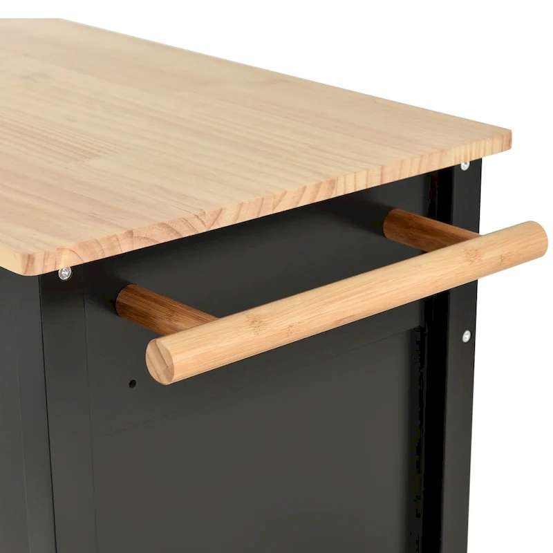 Kitchen Island Cart with Solid Wood Top