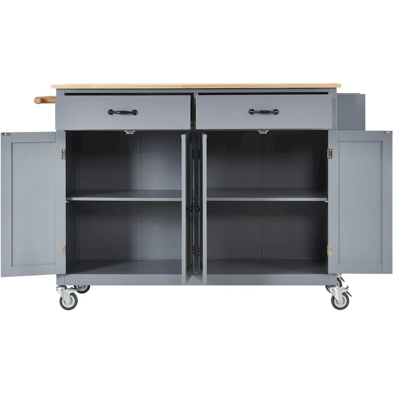 Kitchen Island Cart with Solid Wood Top