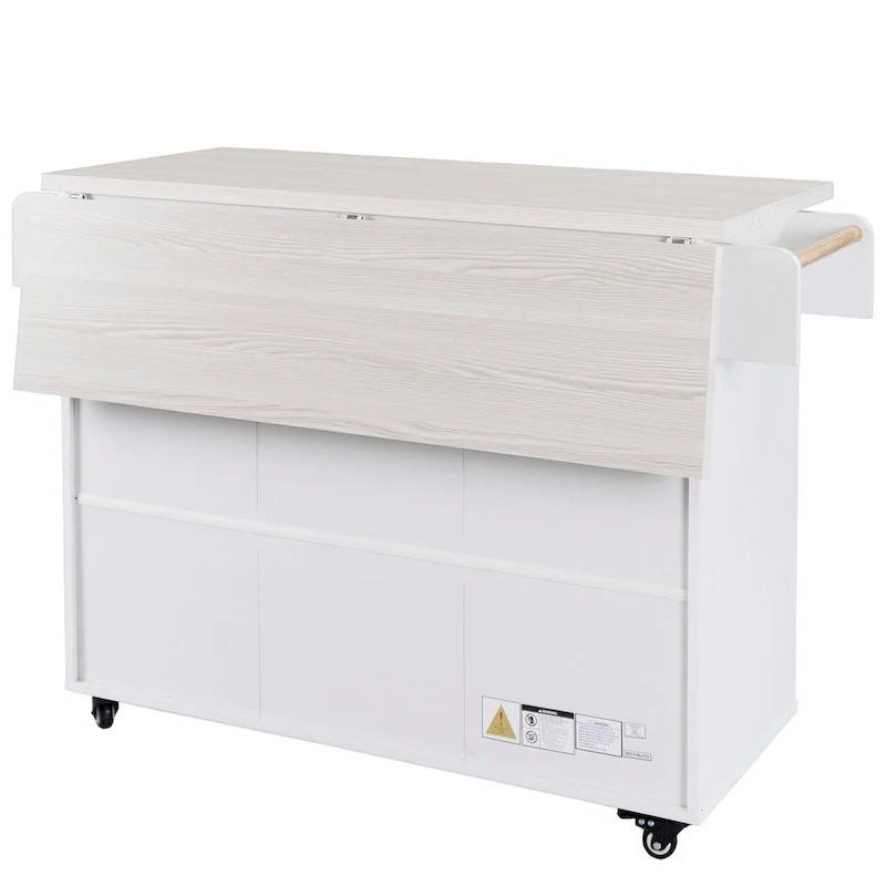 Kitchen Island with Trash Can Storage and Adjustable Shelf