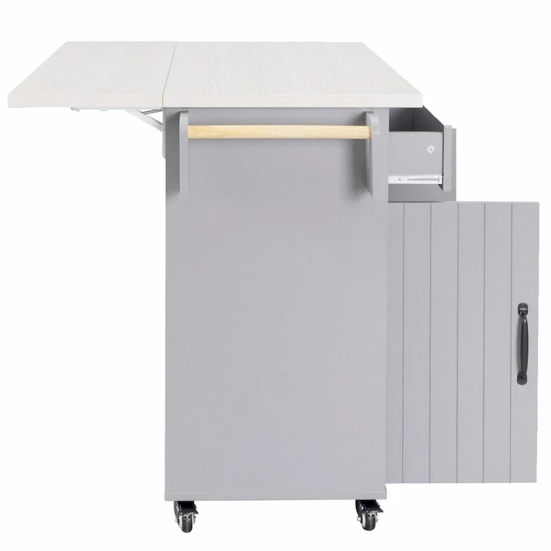 Kitchen Island with Trash Can Storage and Adjustable Shelf