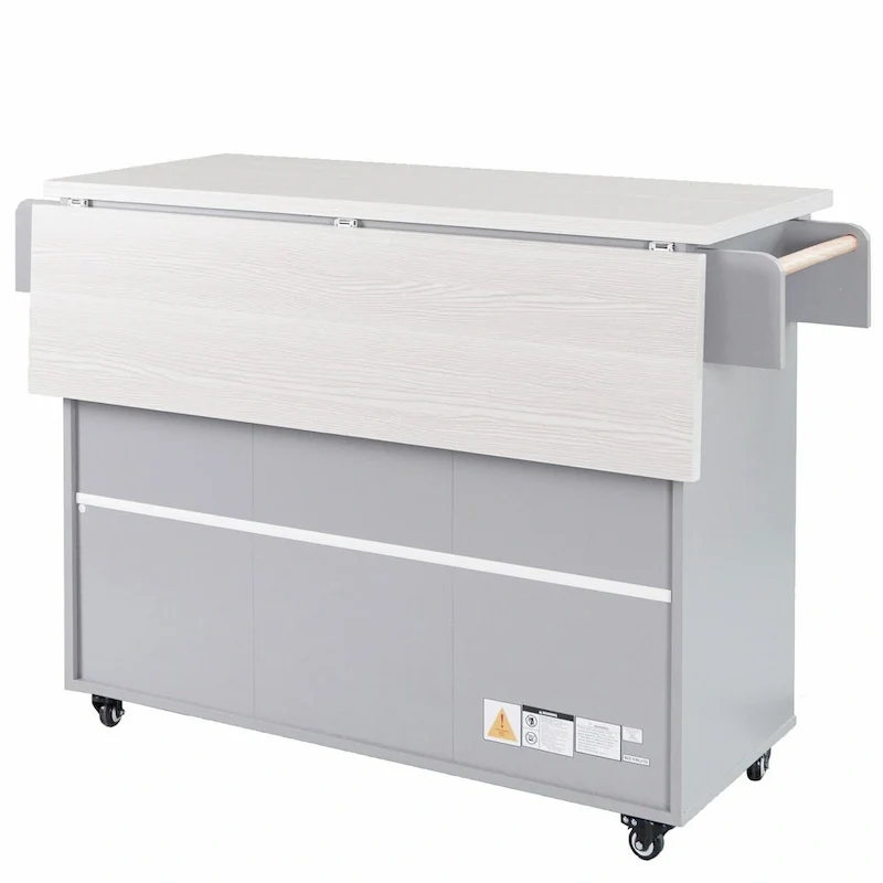 Kitchen Island with Trash Can Storage and Adjustable Shelf