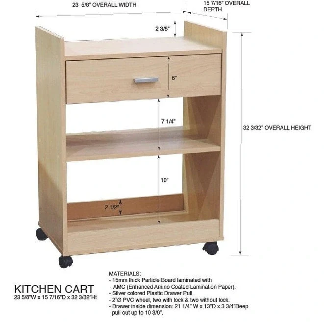 Kitchen Island Microwave Serving Cart Cabinet with Drawer and Shelfs for Storage (Black)