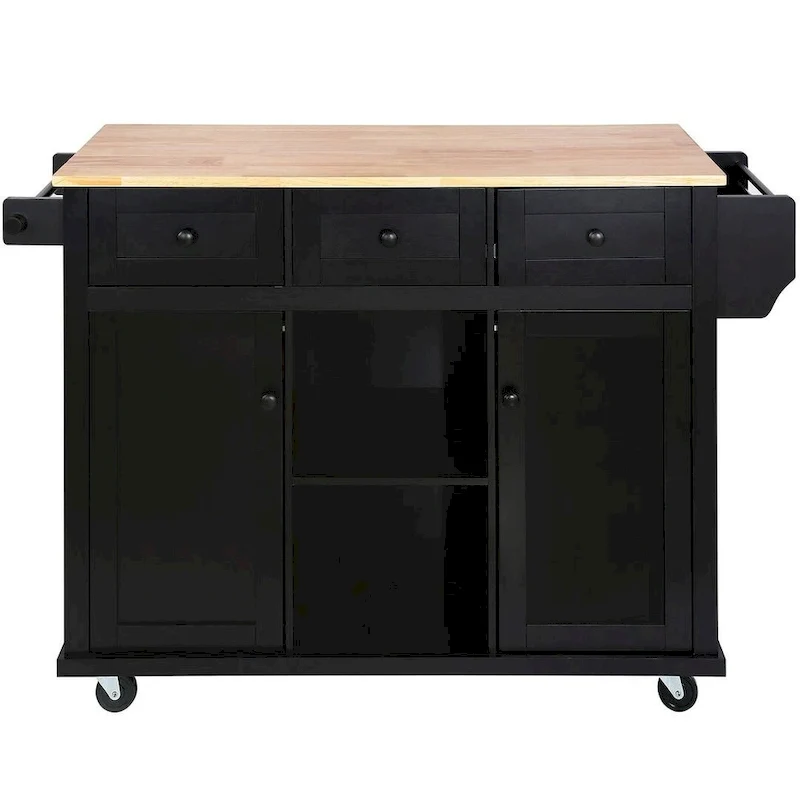Kitchen Island Cart with Wheels Drop-Leaf, Storage Racks