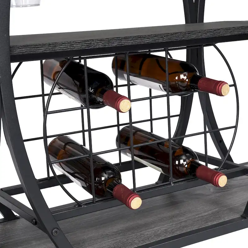Industrial Bar Cart Kitchen Bar&Serving Cart For Home With Wheels 3 -Tier Storage Shelves(no include stool)