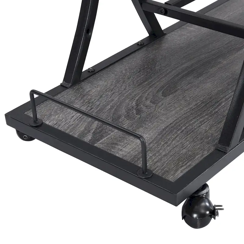 Industrial Bar Cart Kitchen Bar&Serving Cart For Home With Wheels 3 -Tier Storage Shelves(no include stool)