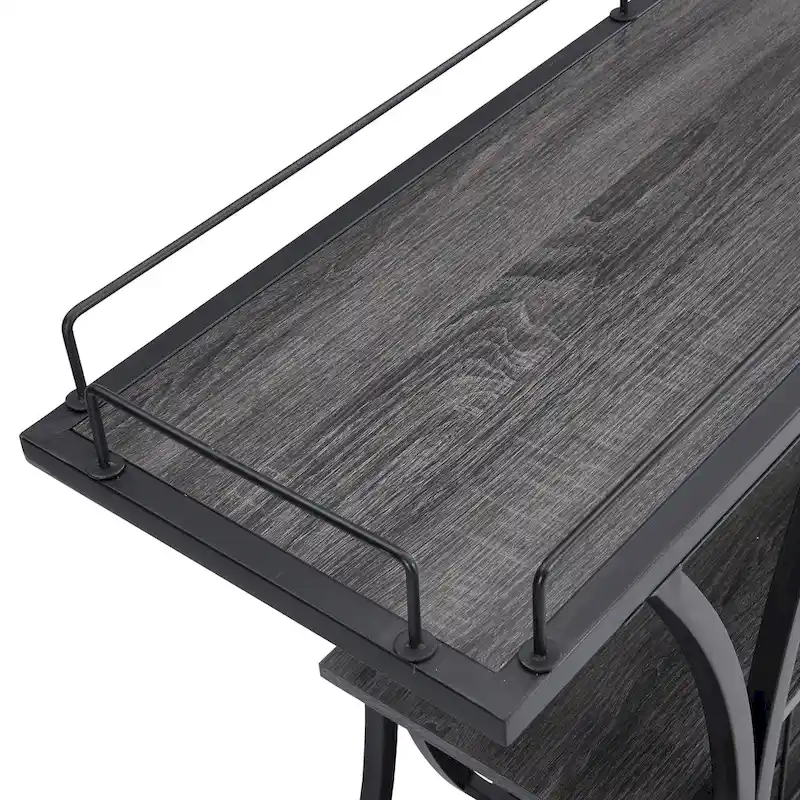 Industrial Bar Cart Kitchen Bar&Serving Cart For Home With Wheels 3 -Tier Storage Shelves(no include stool)