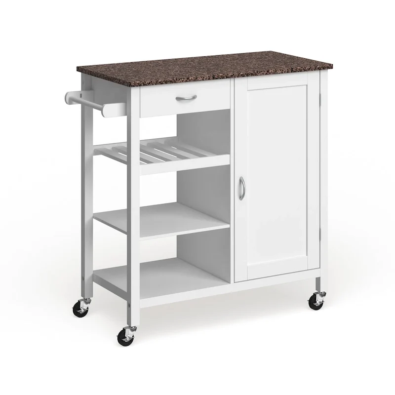 Porch & Den Ringsby Wooden 3-shelf Kitchen Cart