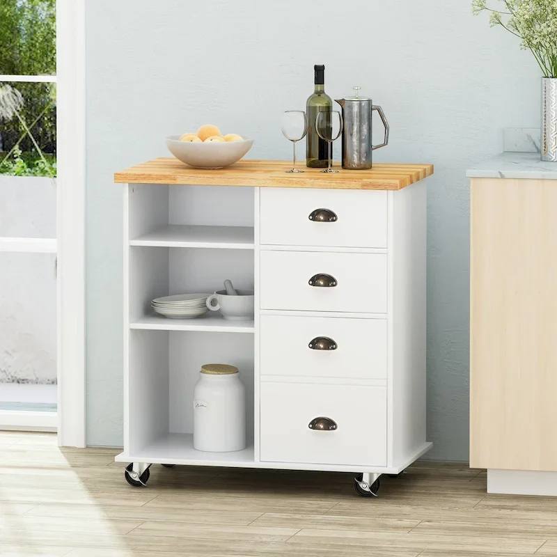 Provence Contemporary Kitchen Cart with Wheels by Christopher Knight Home - 31.50 W x 17.75 D x 34.50 H