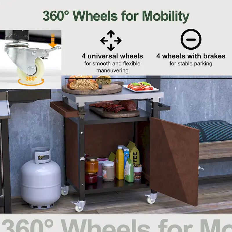 Outdoor Grill Cart With Stainless Steel Tabletop(no include stool)