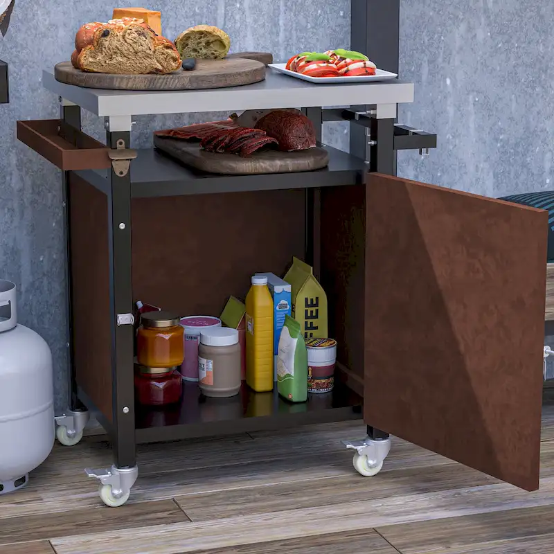 Outdoor Grill Cart With Stainless Steel Tabletop(no include stool)