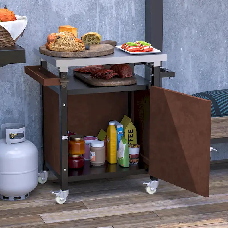 Outdoor Grill Cart With Stainless Steel Tabletop(no include stool)
