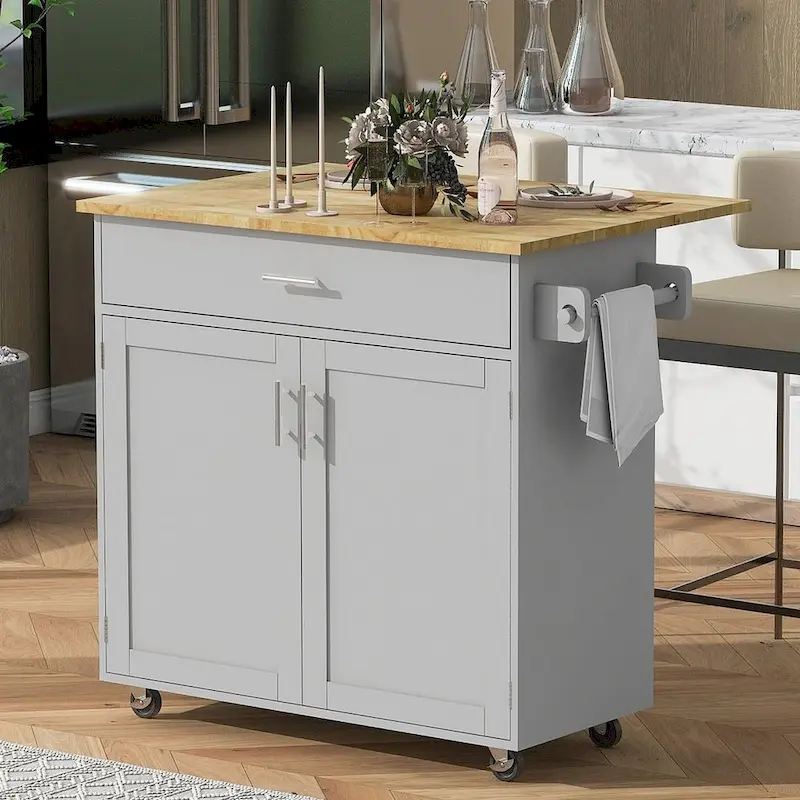 Rolling Kitchen Island Cart with Wheels , Drawer, Storage Racks